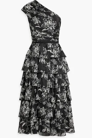MIKAEL AGHAL One-shoulder tiered floral-print jacquard midi dress - - US 6