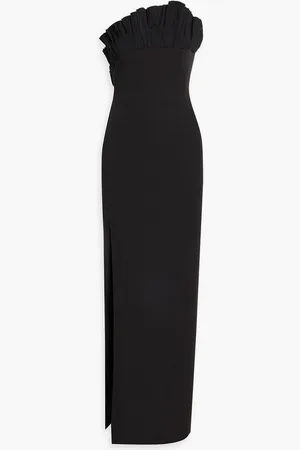Marchesa Notte Pleated poplin-paneled stretch-jersey maxi dress - - US 12