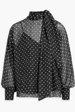 MIKAEL AGHAL Polka-dot silk-chiffon blouse - - US 10