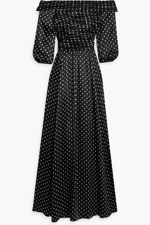 MIKAEL AGHAL Off-the-shoulder polka-dot silk-satin maxi dress - - US 6