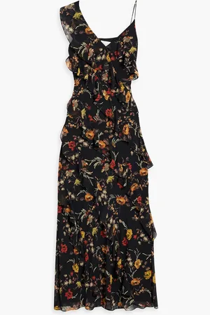 MIKAEL AGHAL Ruffled floral-print chiffon maxi dress - - US 6