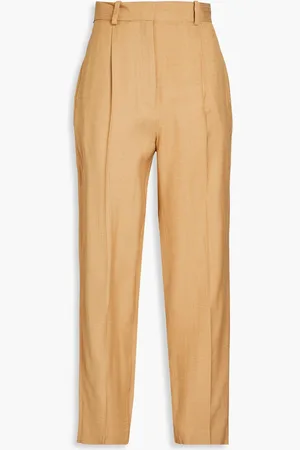 Sandro Pleated slub woven tapered pants - Neutral - FR 40