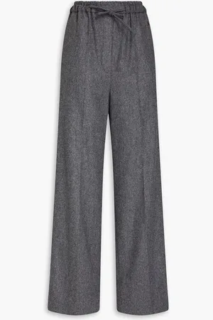 Sandro Mélange wool-blend felt wide-leg pants - - FR 42