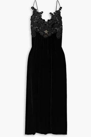 ZIMMERMANN Appliquéd tulle-trimmed velvet midi dress - - 1