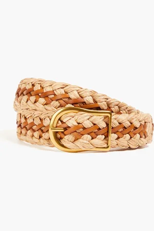 ZIMMERMANN Braided leather and faux raffia belt - Brown - XS/S
