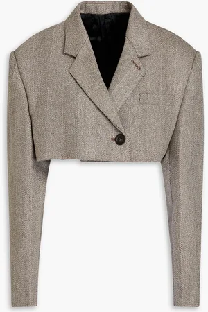 Peter Do Cropped herringbone merino wool blazer - - FR 38