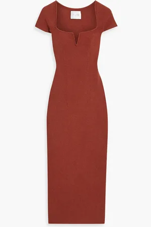 GALVAN Ribbed-knit midi dress - Red - XL