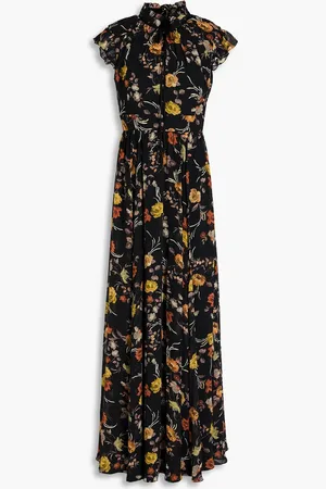 MIKAEL AGHAL Button-embellished floral-print georgette maxi dress - - US 2