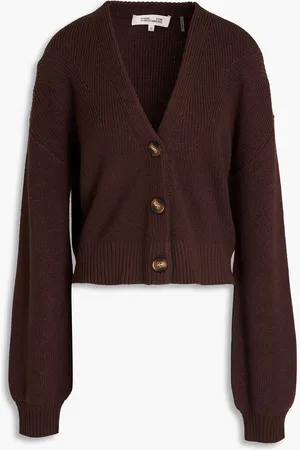 Diane von Furstenberg Leslie ribbed wool-blend cardigan - Brown - L