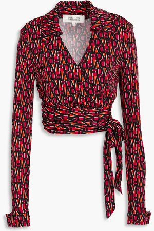 Diane von Furstenberg Bobbie printed jersey wrap top - Pink - XL
