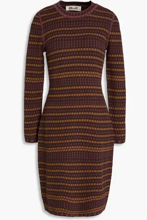 Diane von Furstenberg Harry checked jacquard-knit mini dress - - XL