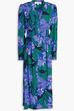 Diane von Furstenberg Erica floral-print crepe midi dress - Green - US 8