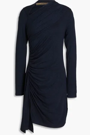 ENZA COSTA Ruched metallic jersey mini dress - Blue - L