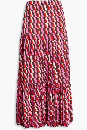 Diane von Furstenberg Austria reversible tiered printed stretch-mesh maxi skirt - - M