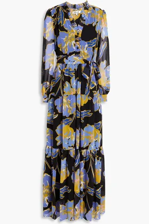 Diane von Furstenberg Olenna floral-print georgette maxi dress - Blue - XXS