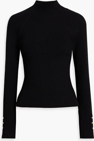 Derek Lam Button-embellished ribbed-knit turtleneck sweater - - S