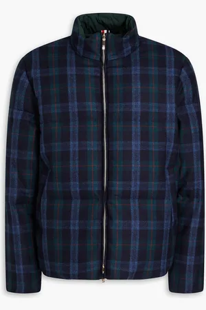 Thom Browne Reversible quilted checked wool and cashmere-blend flannel jacket - Blue - 3