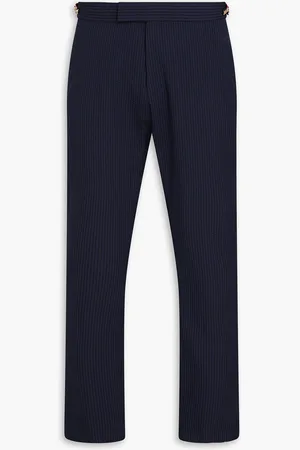 Thom Browne Striped wool seersucker pants - Blue - 3