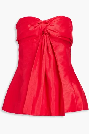 Nicholas Strapless draped shantung top - - US 10
