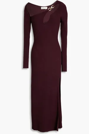 Nicholas Cutout embellished ribbed-knit midi dress - Purple - XS