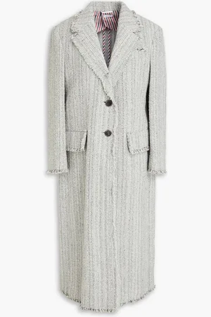 Thom Browne Fringed tweed coat - Gray - IT 44