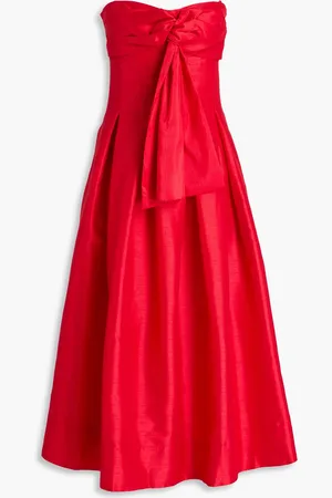 Nicholas Strapless knotted shantung midi dress - - US 12