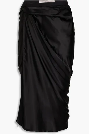 Rick Owens Wrap-effect draped cupro midi skirt - - IT 40