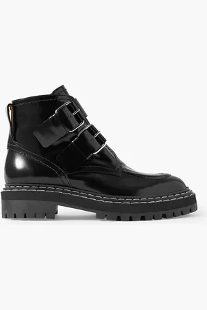 Proenza Schouler Buckled glossed-leather ankle boots - - EU 41.5
