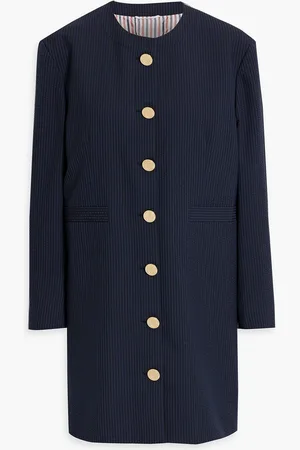 Thom Browne Striped wool-seersucker coat - Blue - IT 36