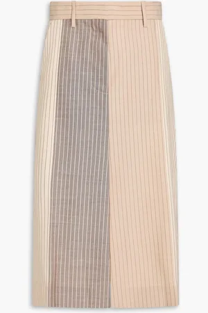 Marni Color-block pinstriped wool midi skirt - - IT 44