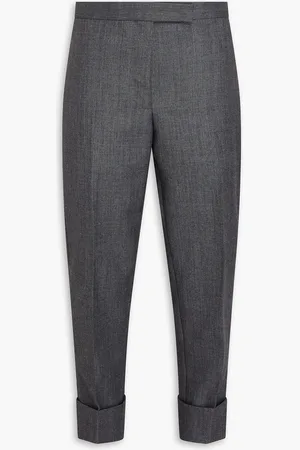 Thom Browne Cropped wool-twill slim-leg pants - Gray - IT 48