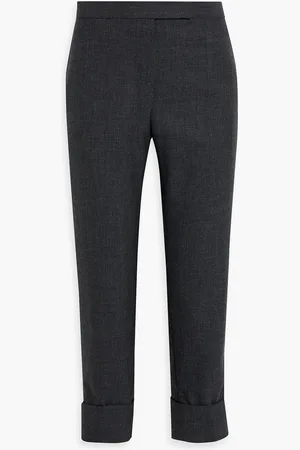 Thom Browne Cropped wool tapered pants - Gray - IT 46
