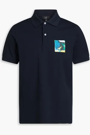 Dunhill Appliquéd cotton-piqué polo shirt - Blue - M