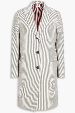 Thom Browne Striped wool-seersucker coat - - IT 40
