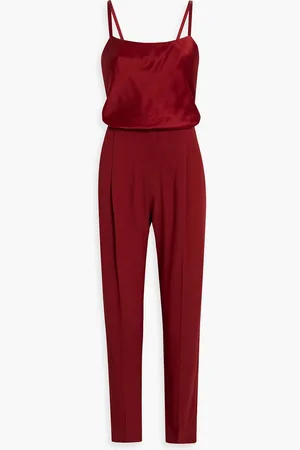 Max Mara Lace-up satin and crepe jumpsuit - Burgundy - IT 34