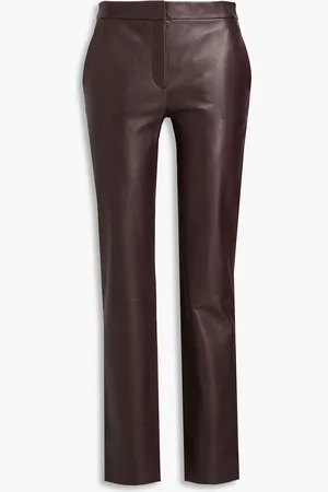 THEORY Leather straight-leg pants - Burgundy - US 6