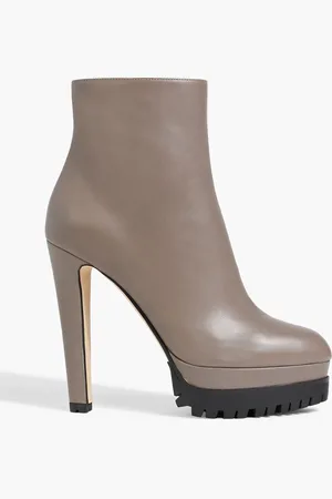 Sergio Rossi Shana leather platform ankle boots - Gray - EU 39.5
