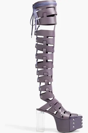 Rick Owens Lace-up leather platform over-the-knee boots - - EU 38