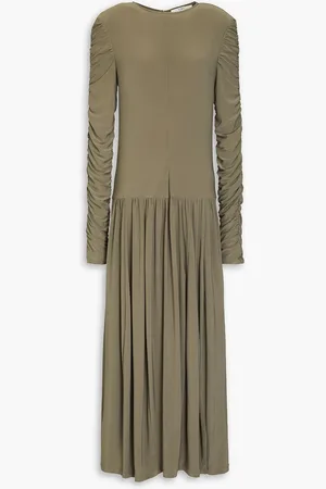 tibi Ruched jersey midi dress - Green - US 10