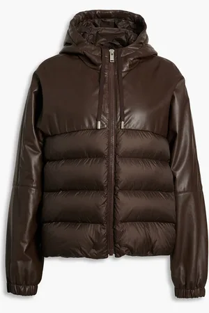 Zeynep Arcay Quilted leather and shell hooded down jacket - Brown - US 0