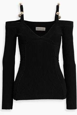 Nicholas Cold-shoulder ribbed-knit top - - S