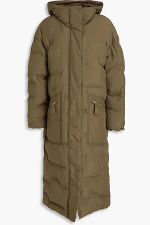 Ganni Quilted shell hooded coat - Green - 4XL