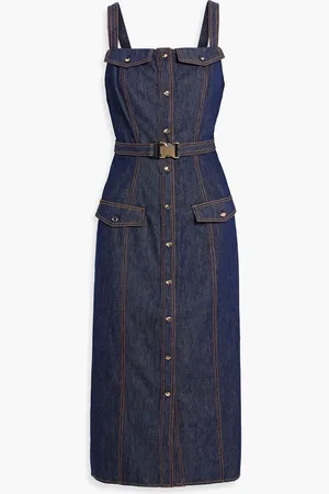 Nicholas Belted denim midi dress - Blue - US 2