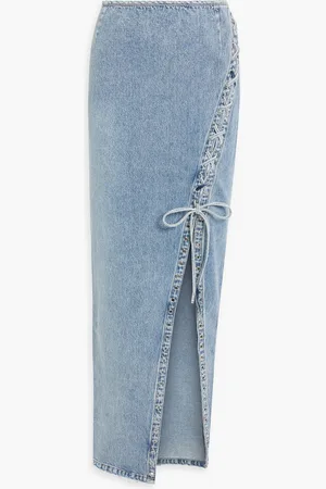 Retrofete Zahlia lace-up denim maxi skirt - Blue - 26