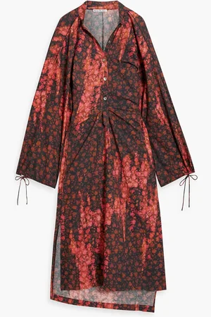 Acne Studios Draped floral-print cotton midi dress - - DE 36