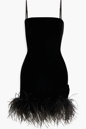 Harley Viera-Newton Valentina feather-trimmed velvet mini dress - - US 2