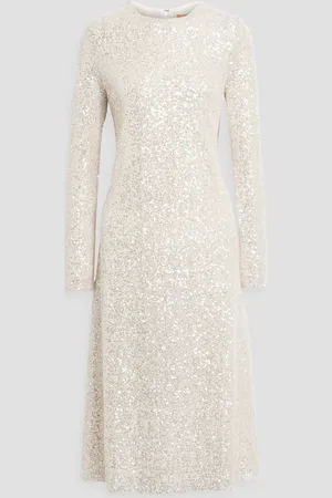 STINE GOYA Celsia sequined tulle midi dress - White - XS