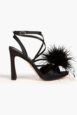 Sam Edelman Layton feather-trimmed satin sandals - - US 8.5