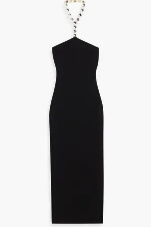 GALVAN Mirror-embellished stretch-knit midi dress - - XL