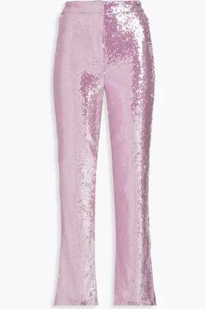 ROTATE Sequined stretch-mesh straight-leg pants - Purple - DE 40